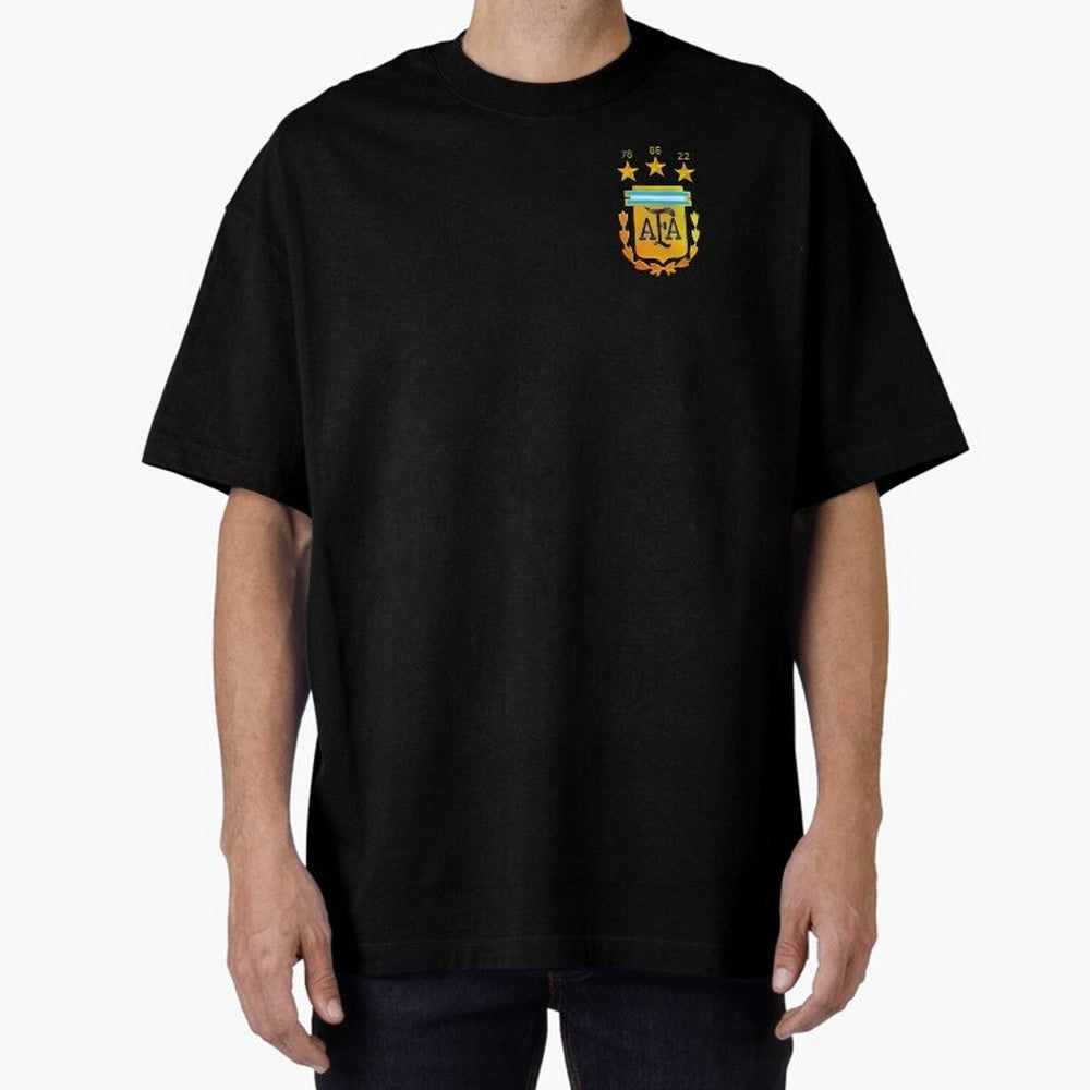 AFA ARGENTINA CHAMPION QATAR 2022 3 STARS Oversized T-Shirt Follow the Final Road of FIFA World Cup 2026 with CR7, Argentina, France and Brazil Energy, Classic Soccer Heritage, Championship Pressure, Fan Loyalty and International Pride; Great for