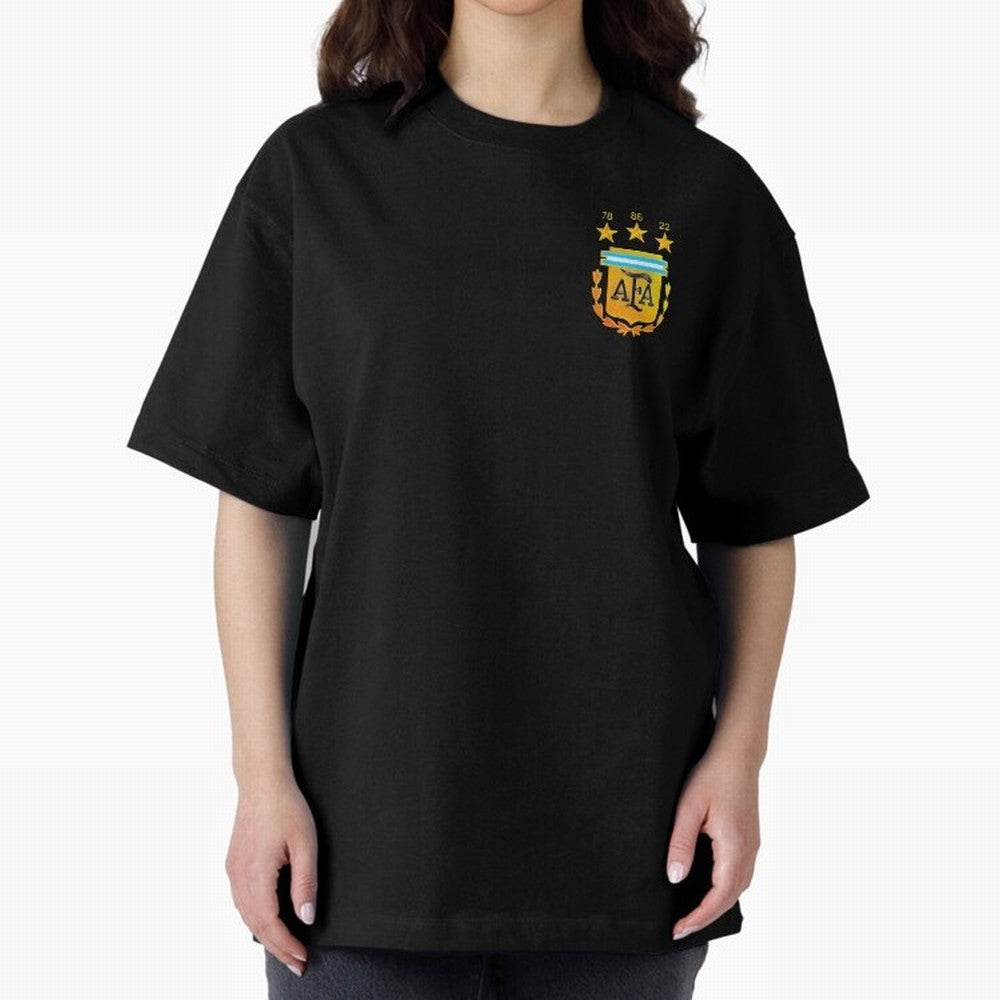 AFA ARGENTINA CHAMPION QATAR 2022 3 STARS Oversized T-Shirt Follow the Final Road of FIFA World Cup 2026 with CR7, Argentina, France and Brazil Energy, Classic Soccer Heritage, Championship Pressure, Fan Loyalty and International Pride; Great for