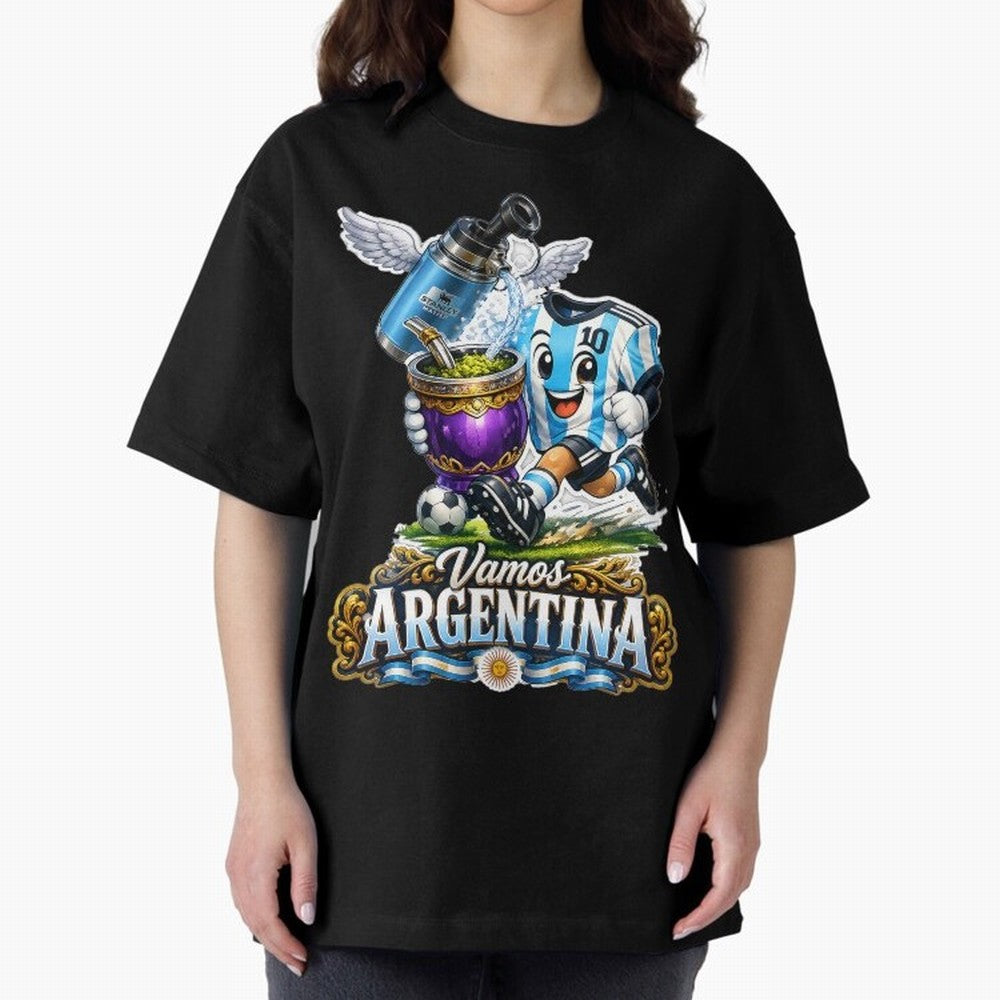 Cancha & Mate Dreams ¨C Argentina Football Heritage - Argentina Football Mate Mascot - Messi 10 Soccer Fan Art Classic T-Shirt Stand with Match Day Hype around FIFA World Cup 2026, Messi and Cristiano Ronaldo, Netherlands, Match Day Excitement,