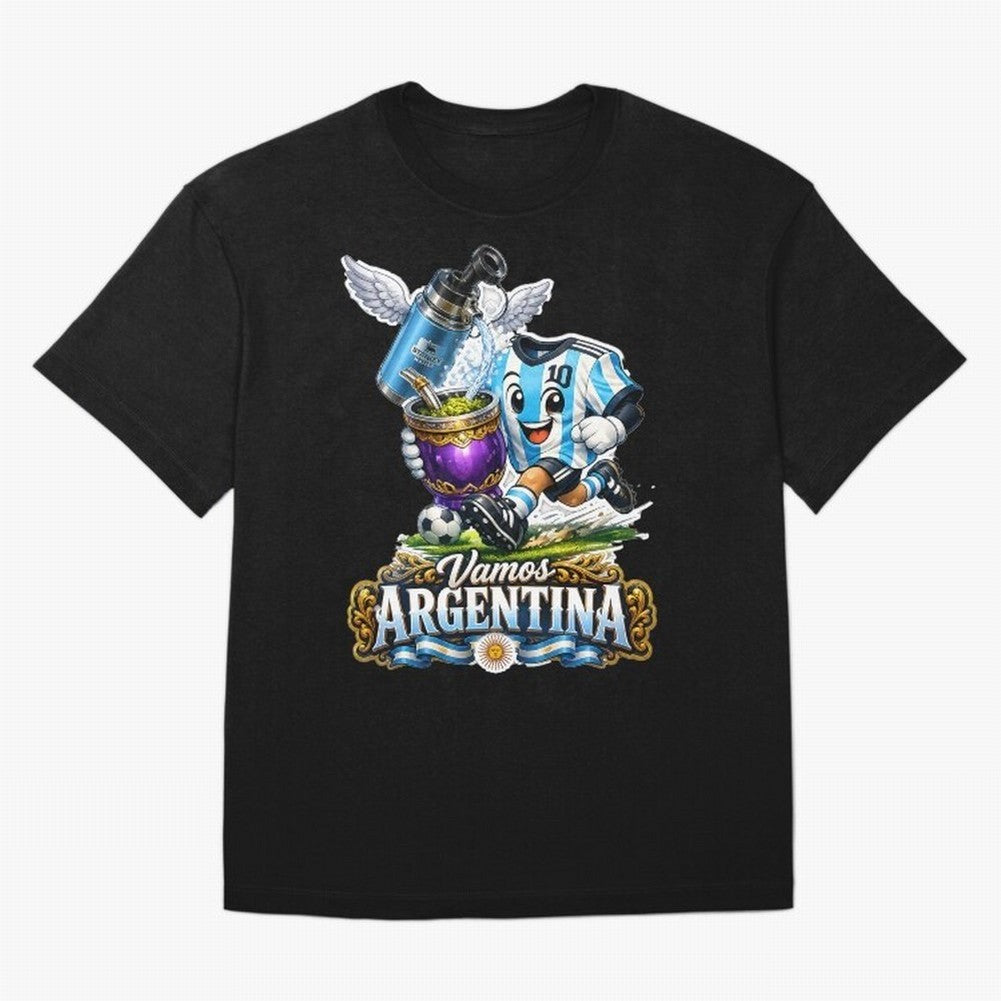 Cancha & Mate Dreams ¨C Argentina Football Heritage - Argentina Football Mate Mascot - Messi 10 Soccer Fan Art Classic T-Shirt Stand with Match Day Hype around FIFA World Cup 2026, Messi and Cristiano Ronaldo, Netherlands, Match Day Excitement,