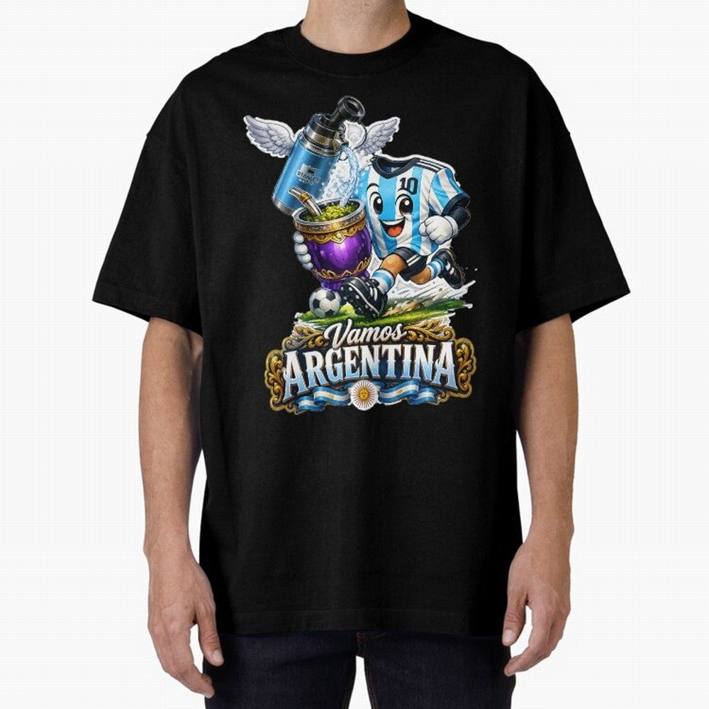Cancha & Mate Dreams ¨C Argentina Football Heritage - Argentina Football Mate Mascot - Messi 10 Soccer Fan Art Classic T-Shirt Stand with Match Day Hype around FIFA World Cup 2026, Messi and Cristiano Ronaldo, Netherlands, Match Day Excitement,