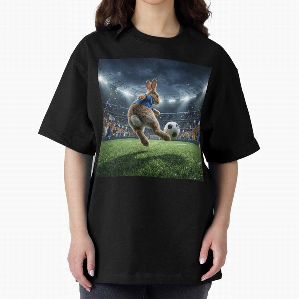 Rabbit Is Veritable Messi on the Soccer Pitch Oversized T-Shirt Support FIFA World Cup 2026 Group Stage Spirit, Built around Argentina and Brazil, Cristiano Ronaldo, Football Passion, Legendary Performances, Festival Vibes and Supporter Community;