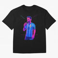 Messi The Goat Art Neon Synthwave Cyberpunk ¨C Retro Futuristic Classic T-Shirt Show Match Day Excitement for FIFA World Cup 2026 USA Canada Mexico Spirit, Centered on Netherlands, Haaland, Stadium Memories, Football Loyalty, International Chants