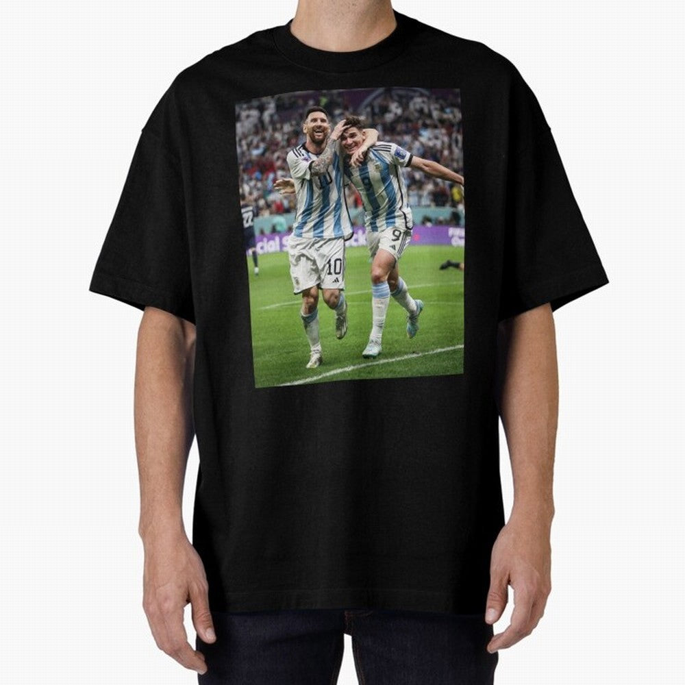 Messi x Alvarez Semifinal Classic T-Shirt Honor Match Day Hype around FIFA World Cup 2026 Group Stage, Haaland and Mbappe, England and Germany, Global Supporter Spirit, Legendary Goals, National Colors and Tournament Celebration; Ideal for Football