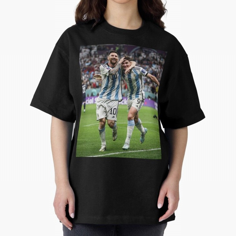 Messi x Alvarez Semifinal Classic T-Shirt Honor Match Day Hype around FIFA World Cup 2026 Group Stage, Haaland and Mbappe, England and Germany, Global Supporter Spirit, Legendary Goals, National Colors and Tournament Celebration; Ideal for Football