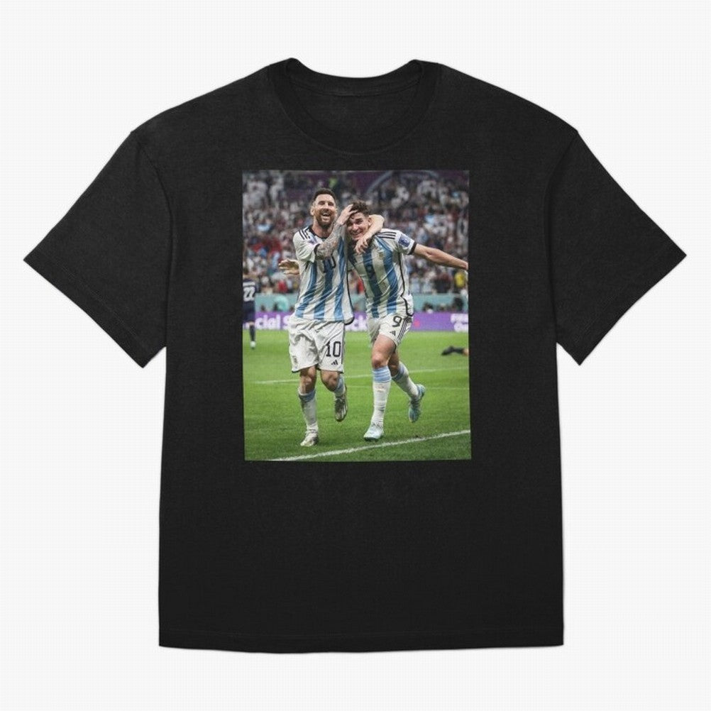 Messi x Alvarez Semifinal Classic T-Shirt Honor Match Day Hype around FIFA World Cup 2026 Group Stage, Haaland and Mbappe, England and Germany, Global Supporter Spirit, Legendary Goals, National Colors and Tournament Celebration; Ideal for Football