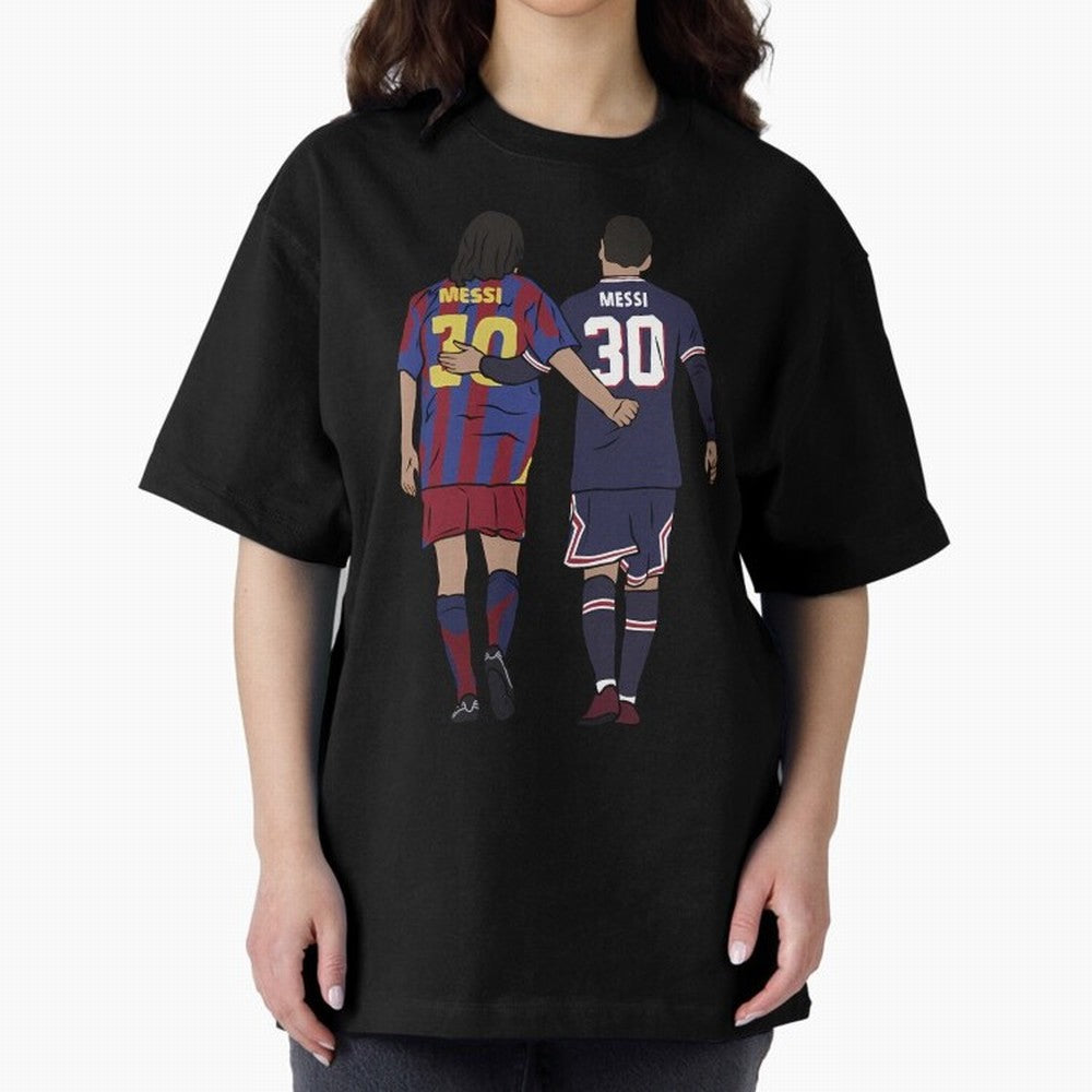 Young Messi and Old Messi Essential T-Shirt Celebrate Golden Goal Energy in FIFA World Cup 2026 USA Canada Mexico for Fans of Cristiano Ronaldo and Portugal, Spain and Germany, Bringing Game Day Rituals, Football Legends, Country Pride and the Road