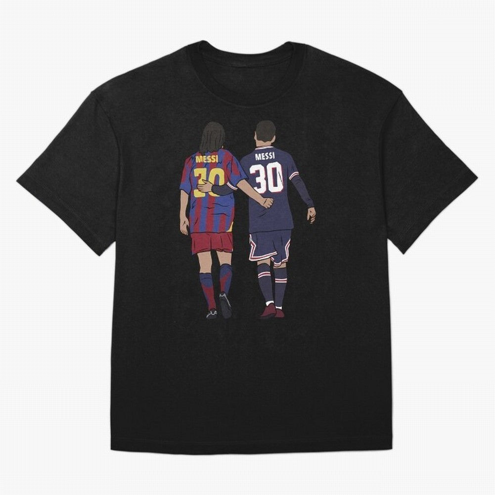 Young Messi and Old Messi Essential T-Shirt Celebrate Golden Goal Energy in FIFA World Cup 2026 USA Canada Mexico for Fans of Cristiano Ronaldo and Portugal, Spain and Germany, Bringing Game Day Rituals, Football Legends, Country Pride and the Road