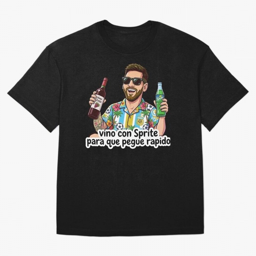 Messi came with a sprite so he could hit fast. Classic T-Shirt Celebrate Fan Culture around FIFA World Cup 2026 USA Canada Mexico for Fans of Cristiano Ronaldo and France, Bringing Match Day Excitement, Supporter Culture, Golden Goals and Global
