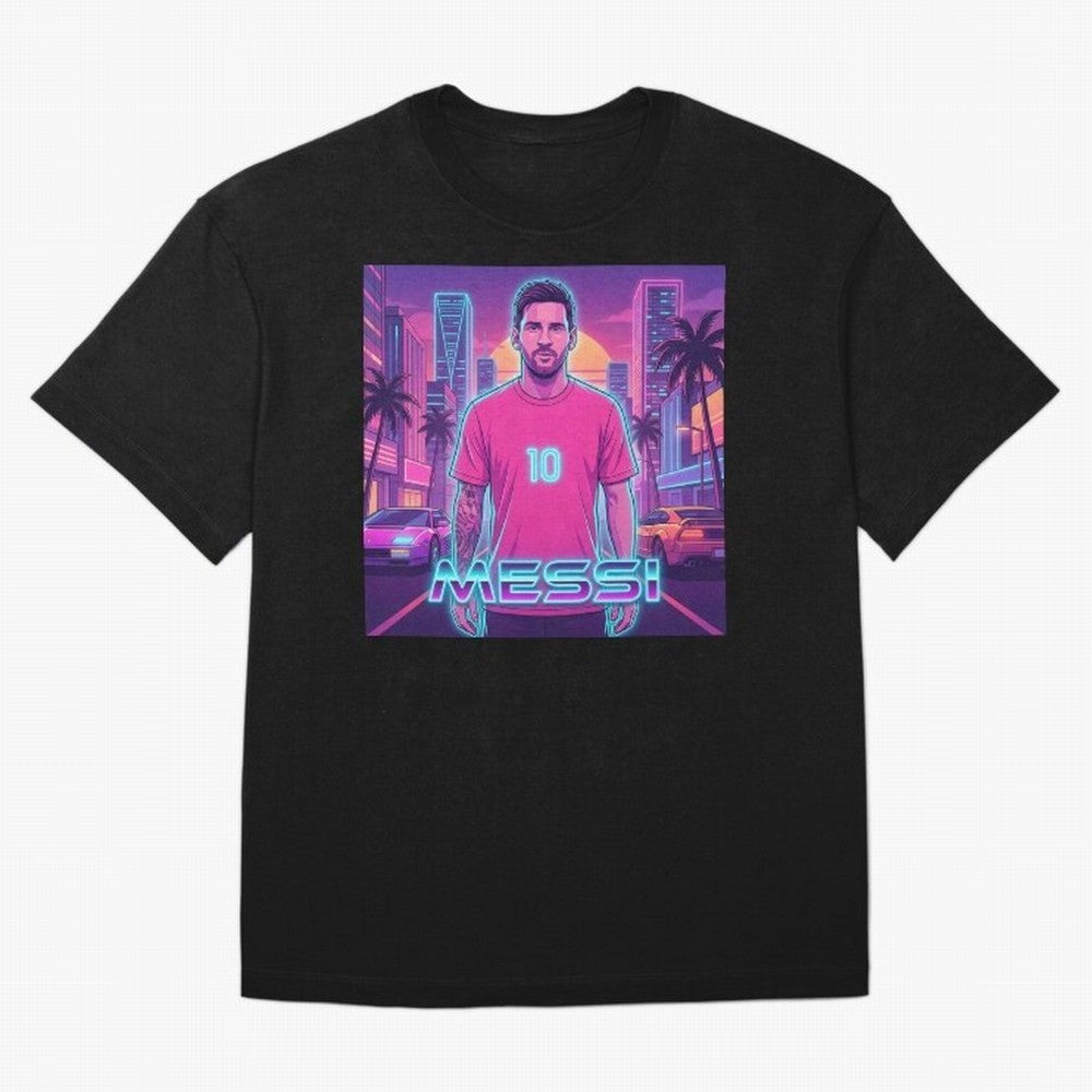 Inter Miami? Football Legend Messi Cyberpunk Retro Futurist Design (Version 3) Classic T-Shirt Celebrate Every Goal in Match Day Hype around FIFA World Cup 2026 USA Canada Mexico, Messi and Cristiano Ronaldo, Portugal, Retro Football Energy, Iconic