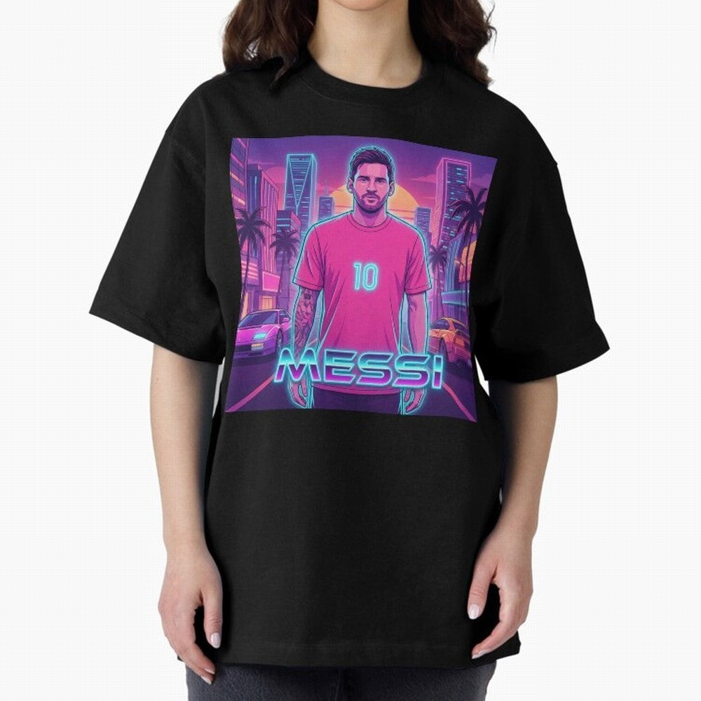 Inter Miami? Football Legend Messi Cyberpunk Retro Futurist Design (Version 3) Classic T-Shirt Celebrate Every Goal in Match Day Hype around FIFA World Cup 2026 USA Canada Mexico, Messi and Cristiano Ronaldo, Portugal, Retro Football Energy, Iconic