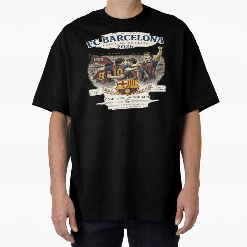 FC Barcelona Champions Vintage 2026 Oversized T-Shirt Honor Champions and Dreams in FIFA World Cup 2026 Centered on Neymar, Haaland and Cristiano Ronaldo, England and Germany Energy, Worldwide Fan Energy, Dramatic Goals, Stadium Lights and