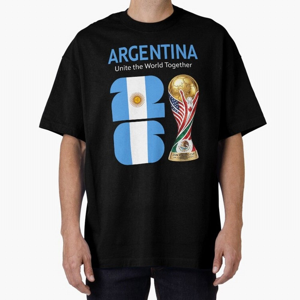 World Cup 2026, ARGENTINA Oversized T-Shirt Make Your Look Match the FIFA World Cup 2026 Journey through CR7 Highlights, Brazil Pride, Champion Mindset, Group Stage Buzz, Knockout Tension and Passionate Fan Culture; Ideal for Fans Who Follow Messi,