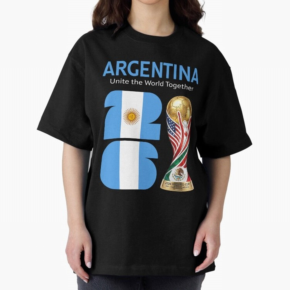 World Cup 2026, ARGENTINA Oversized T-Shirt Make Your Look Match the FIFA World Cup 2026 Journey through CR7 Highlights, Brazil Pride, Champion Mindset, Group Stage Buzz, Knockout Tension and Passionate Fan Culture; Ideal for Fans Who Follow Messi,