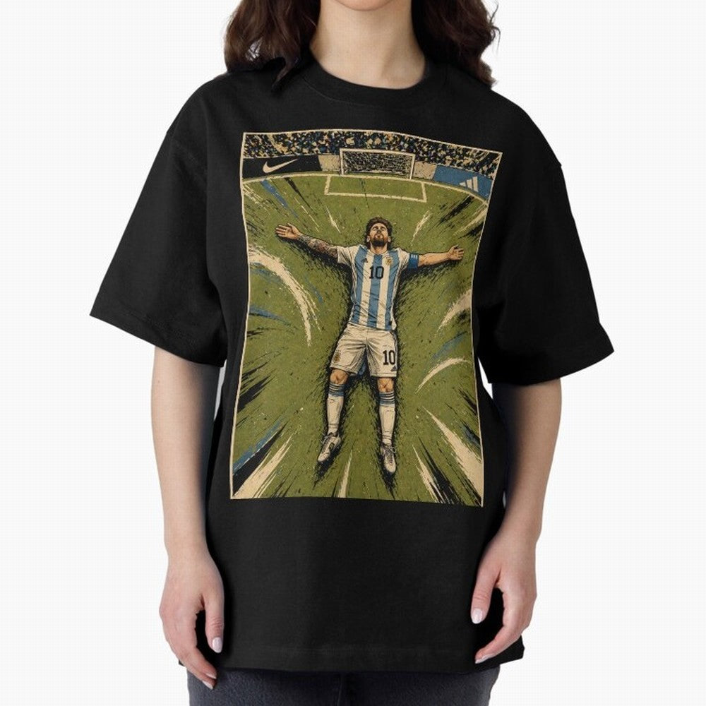 Messi Argentine Football Legend Celebration Poster | Vintage Comic Soccer Champion Art Classic T-Shirt Turn Every Weekend Toward FIFA World Cup 2026 USA Canada Mexico for Fans of Mbappe and Neymar and Portugal, Bringing Football Passion, Legendary