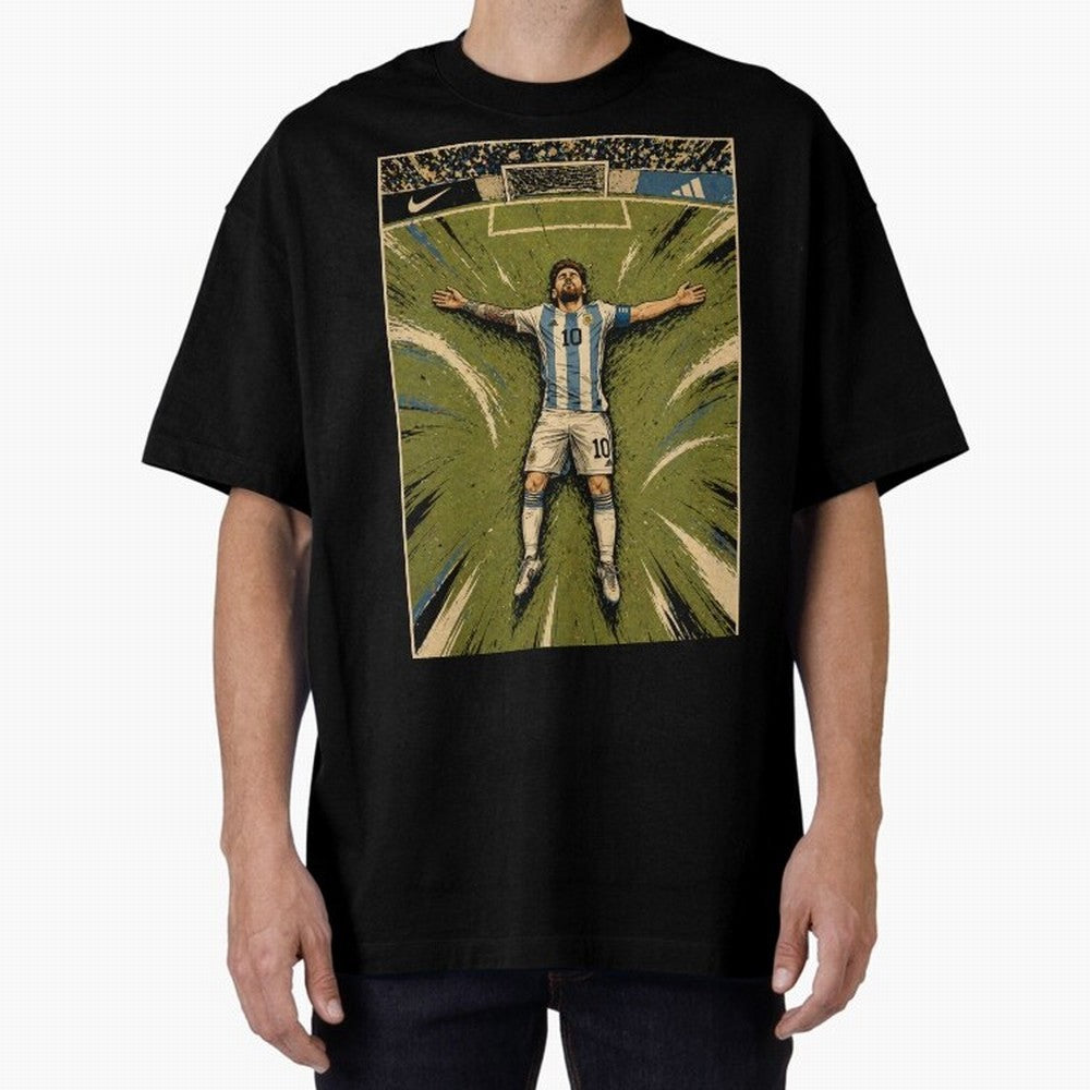 Messi Argentine Football Legend Celebration Poster | Vintage Comic Soccer Champion Art Classic T-Shirt Turn Every Weekend Toward FIFA World Cup 2026 USA Canada Mexico for Fans of Mbappe and Neymar and Portugal, Bringing Football Passion, Legendary