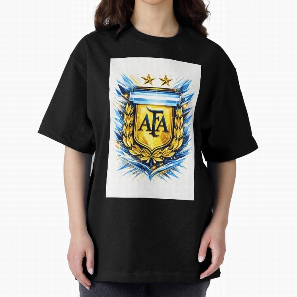 Argentina champions AFA crest gold blue soccer design Oversized T-Shirt Bring Global Football Passion for FIFA World Cup 2026 USA Canada Mexico, Made for Mbappe and Neymar, Argentina, Fan Favorite Moments, National Team Passion, Big Match Drama and