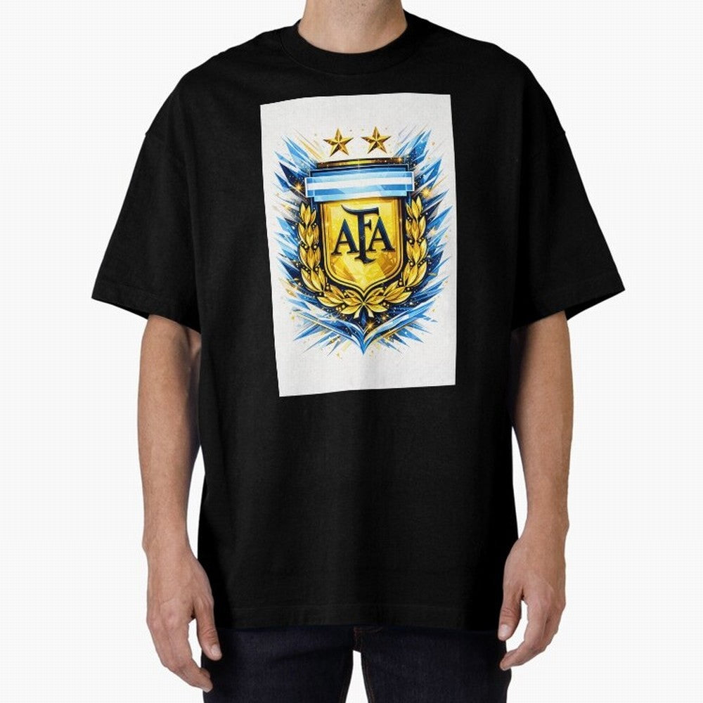 Argentina champions AFA crest gold blue soccer design Oversized T-Shirt Bring Global Football Passion for FIFA World Cup 2026 USA Canada Mexico, Made for Mbappe and Neymar, Argentina, Fan Favorite Moments, National Team Passion, Big Match Drama and