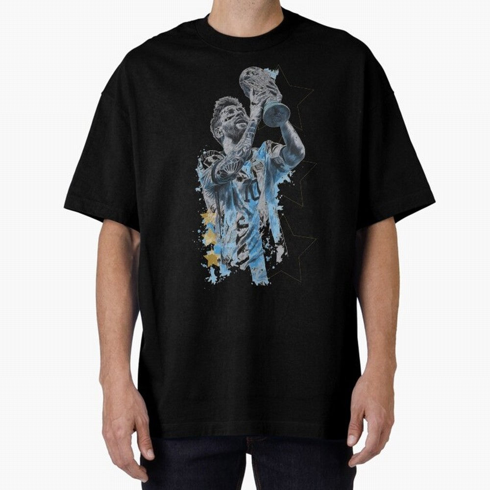 Messi with the World Cup Classic T-Shirt Celebrate the Road through FIFA World Cup 2026 Driven by Mbappe and Neymar, Argentina, France and Brazil Energy, Match Day Excitement, Supporter Culture, Golden Goals and Global Football Passion; Created for