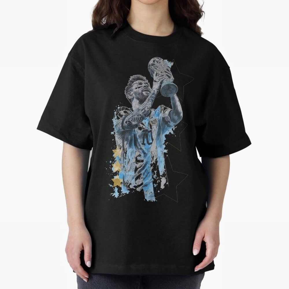 Messi with the World Cup Classic T-Shirt Celebrate the Road through FIFA World Cup 2026 Driven by Mbappe and Neymar, Argentina, France and Brazil Energy, Match Day Excitement, Supporter Culture, Golden Goals and Global Football Passion; Created for