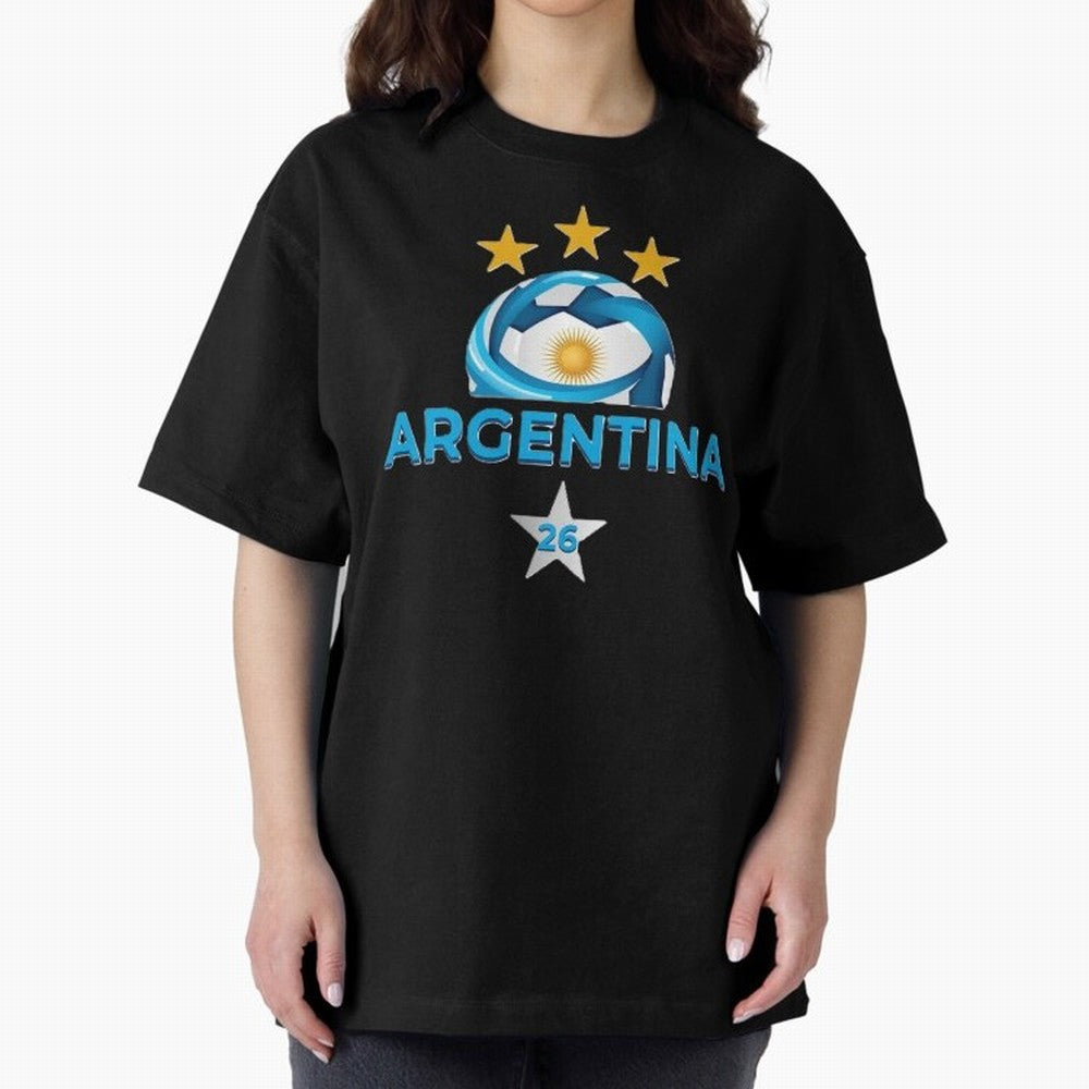Argentina 2026 Stars Oversized T-Shirt Celebrate the Magic of FIFA World Cup 2026 Spirit, Filled with France and Portugal, Cristiano Ronaldo, Haaland and CR7, Goal Celebration Energy, Supporter Heritage, Football Icons and Worldwide Tournament Joy;