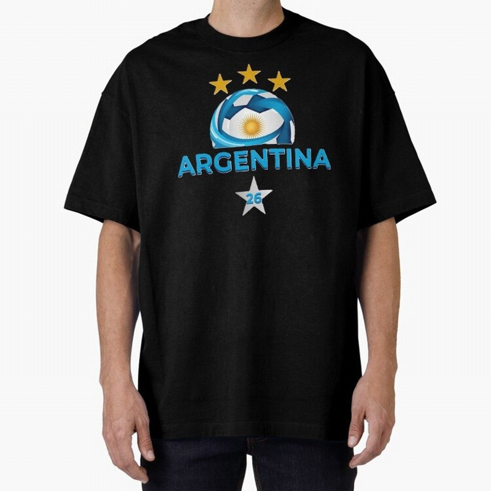 Argentina 2026 Stars Oversized T-Shirt Celebrate the Magic of FIFA World Cup 2026 Spirit, Filled with France and Portugal, Cristiano Ronaldo, Haaland and CR7, Goal Celebration Energy, Supporter Heritage, Football Icons and Worldwide Tournament Joy;