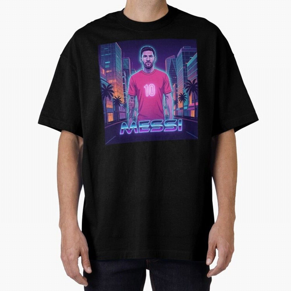 Inter Miami Football Legend Messi Cyberpunk Retro Futurist Design Classic T-Shirt Show Championship Spirit for FIFA World Cup 2026 Highlighting Messi, Brazil, Portugal and Argentina Energy, Stadium Chants, National Pride, Trophy Dreams and