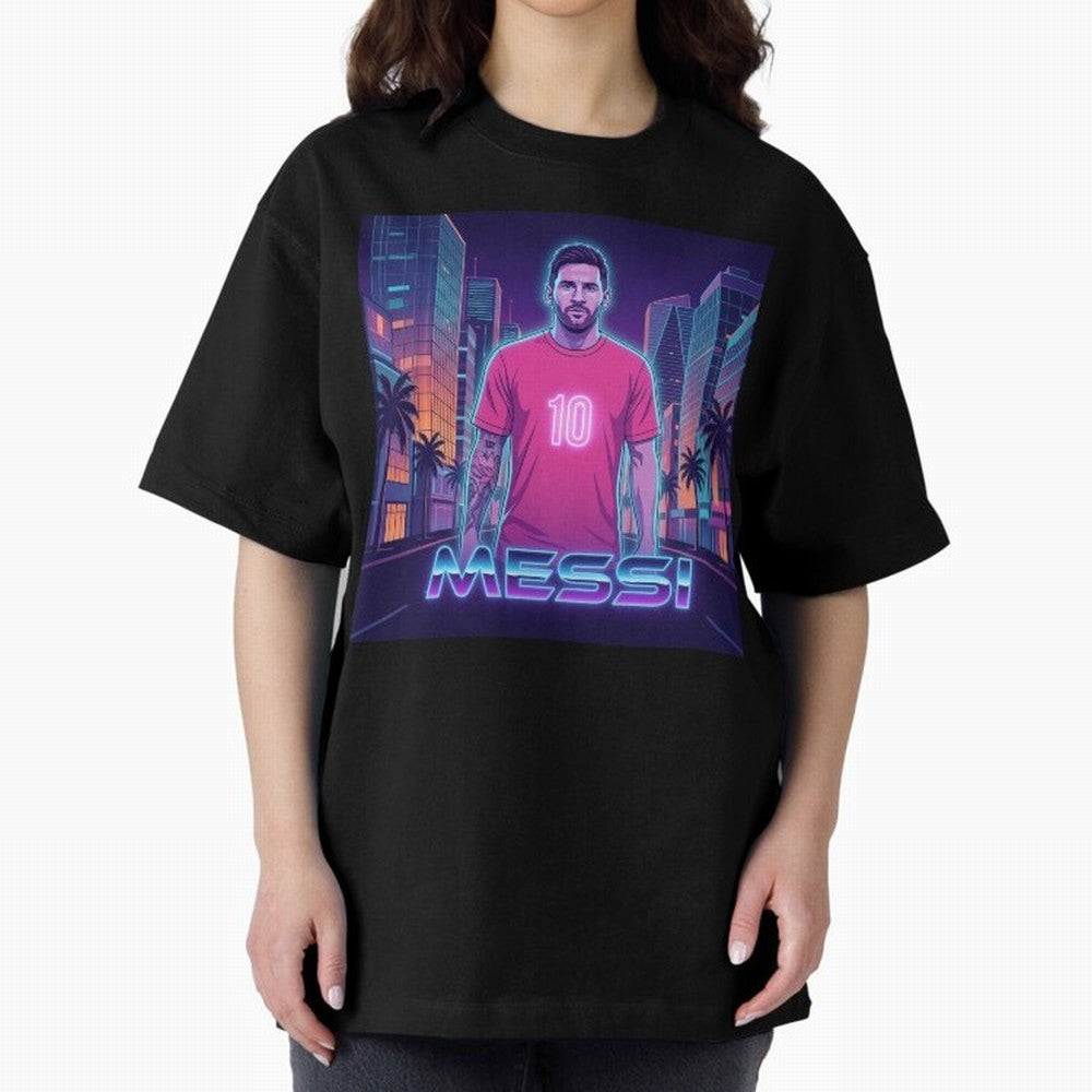 Inter Miami Football Legend Messi Cyberpunk Retro Futurist Design Classic T-Shirt Show Championship Spirit for FIFA World Cup 2026 Highlighting Messi, Brazil, Portugal and Argentina Energy, Stadium Chants, National Pride, Trophy Dreams and