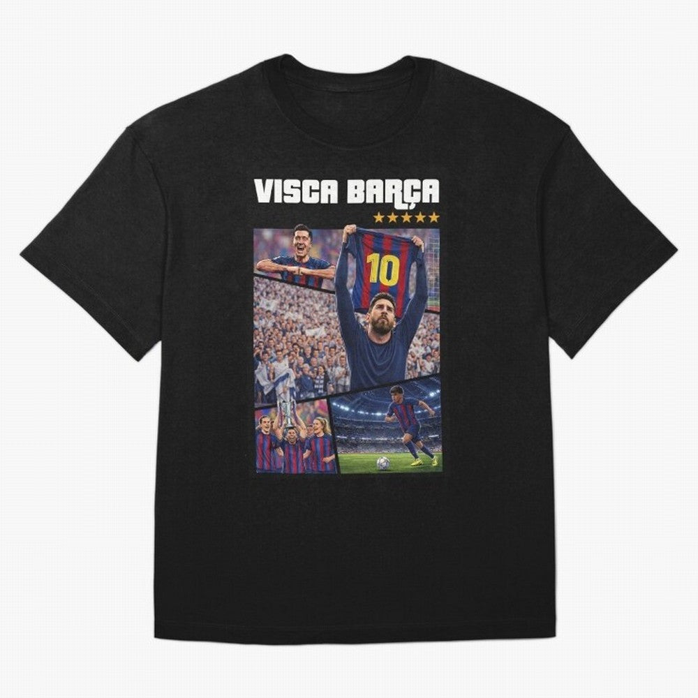 Visca Bar?a Legends Poster | Messi 10 FC Barcelona Art Oversized T-Shirt Celebrate Supporters United by FIFA World Cup 2026 Group Stage Filled with CR7 and Messi, Spain and Netherlands Energy, Football Festival Excitement, Trophy Ambitions, Country