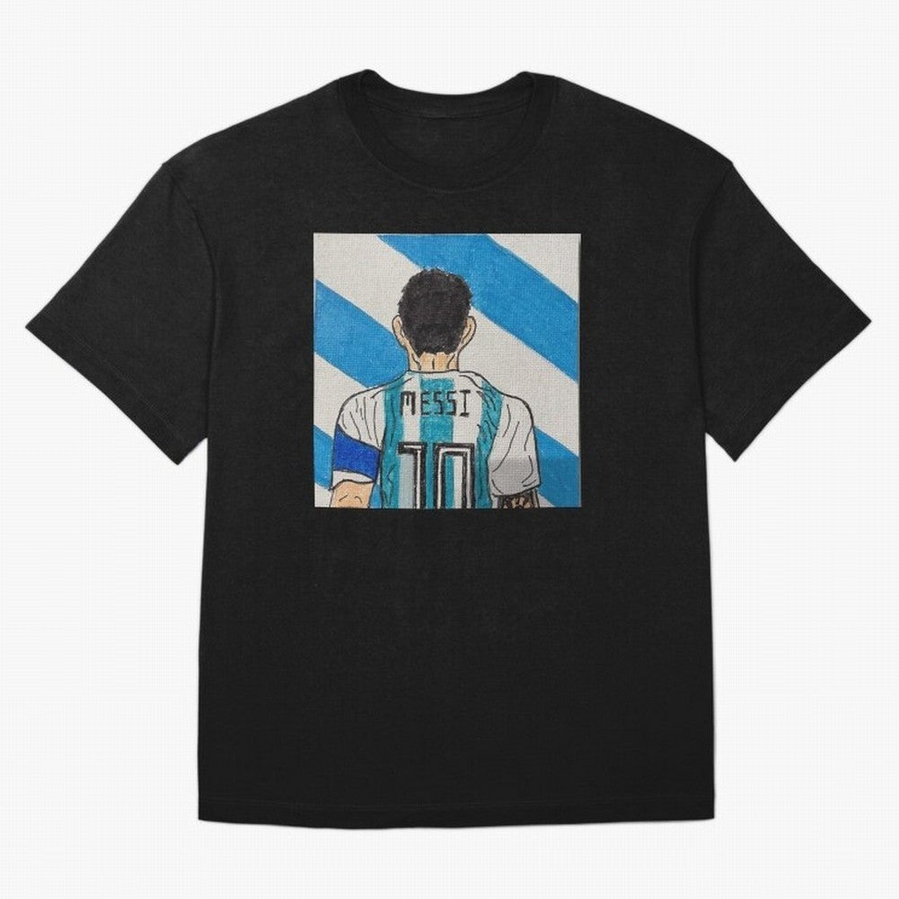 Messi Artwork Oversized T-Shirt Celebrate the Biggest Stage of FIFA World Cup 2026 for Fans of Cristiano Ronaldo and Germany, Bringing Vintage Soccer Flavor, Modern Football Stars, National Flags and Final Night Emotion; Made for Die Hard