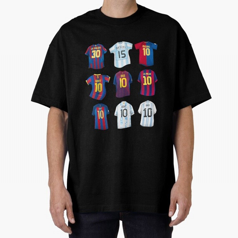 Messi Era Football Jerseys Oversized T-Shirt Discover the FIFA World Cup 2026 Group Stage Journey through Messi Highlights, Argentina, France and Brazil Pride, Sports Nostalgia, International Competition, Famous Players and Unforgettable Victories;