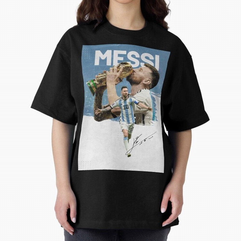 Messi Oversized T-Shirt Stand Out with Spirit from Global Football Passion for FIFA World Cup 2026 Group Stage, Connected to Neymar, France and Portugal, Match Day Excitement, Supporter Culture, Golden Goals and Global Football Passion; Ideal for