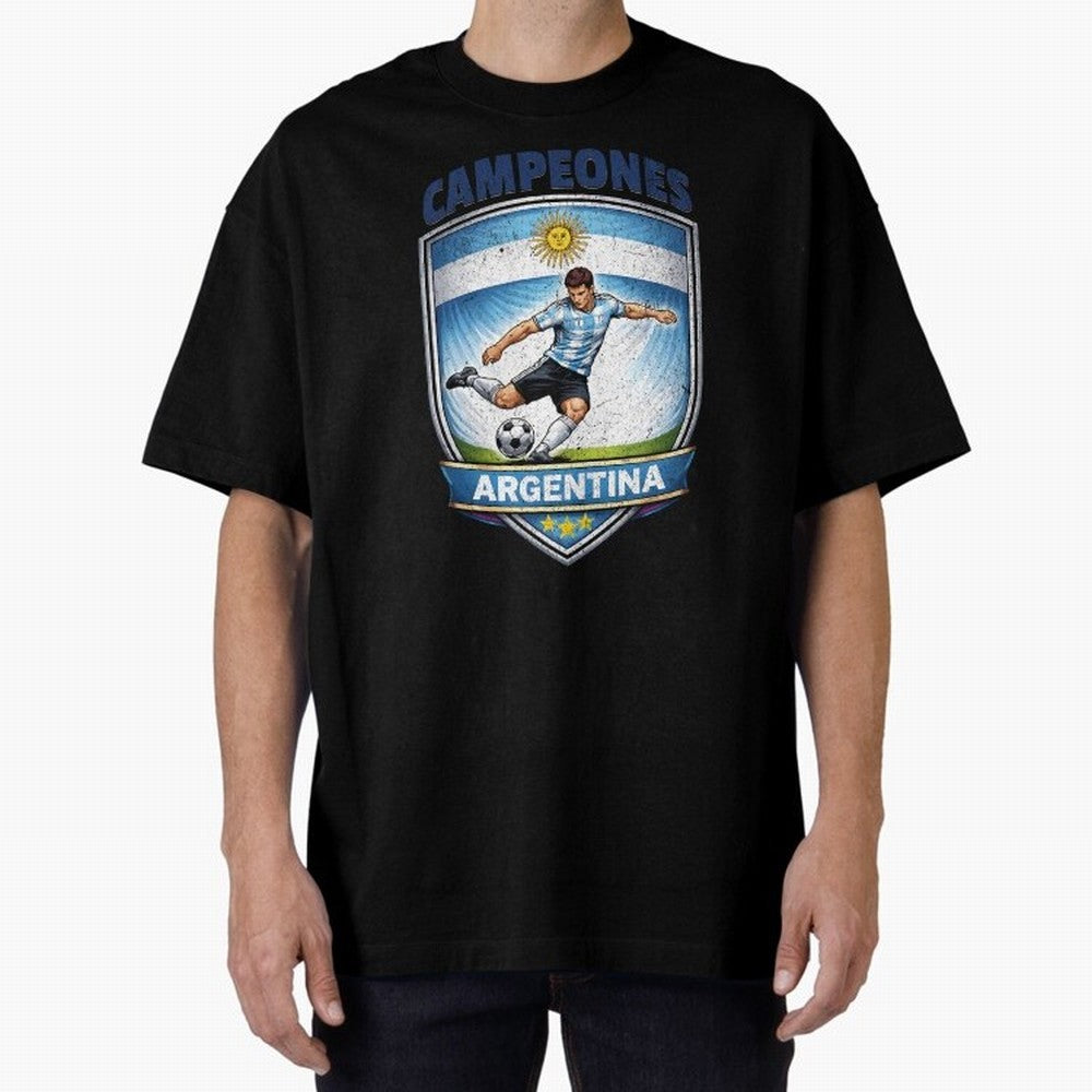 Argentina Vintage Soccer Badge - Campeones 3 Stars Essential T-Shirt Relive the FIFA World Cup 2026 USA Canada Mexico Journey through Neymar, Haaland and Cristiano Ronaldo Highlights, Argentina, France and Brazil Pride, Stadium Chants, National