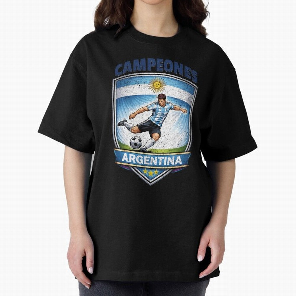 Argentina Vintage Soccer Badge - Campeones 3 Stars Essential T-Shirt Relive the FIFA World Cup 2026 USA Canada Mexico Journey through Neymar, Haaland and Cristiano Ronaldo Highlights, Argentina, France and Brazil Pride, Stadium Chants, National