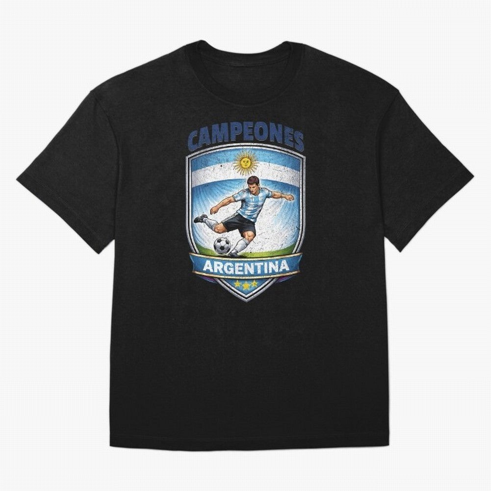 Argentina Vintage Soccer Badge - Campeones 3 Stars Essential T-Shirt Relive the FIFA World Cup 2026 USA Canada Mexico Journey through Neymar, Haaland and Cristiano Ronaldo Highlights, Argentina, France and Brazil Pride, Stadium Chants, National