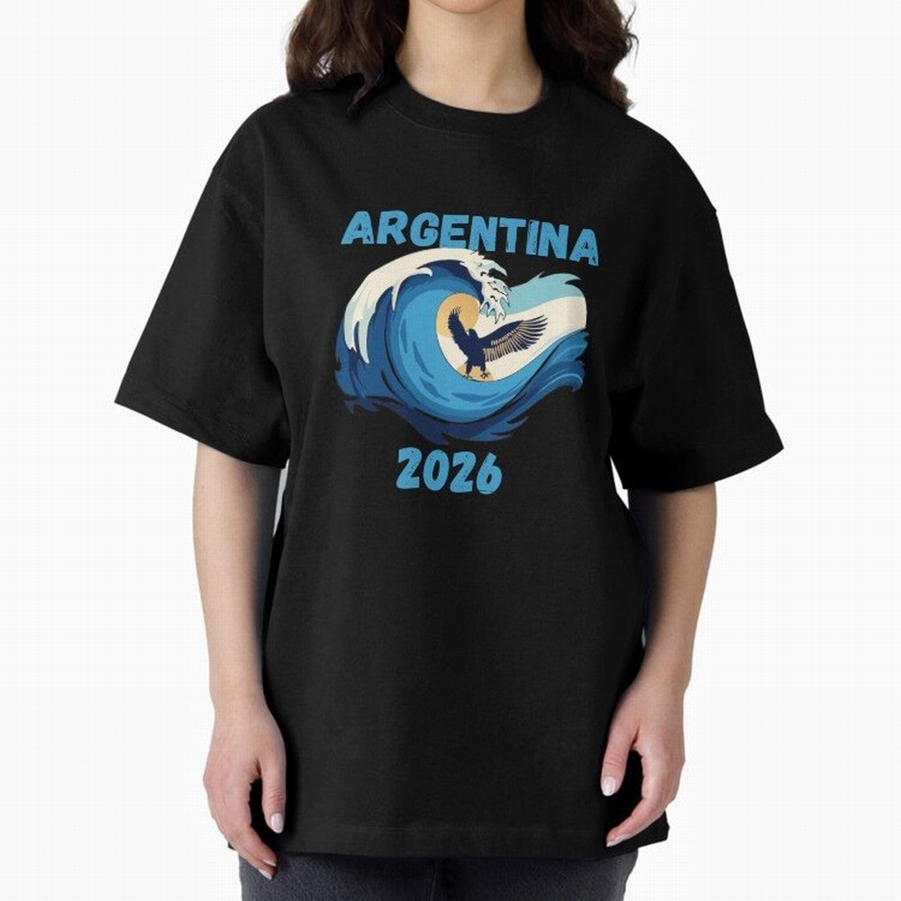 Camiseta y Calcoman¨ªa Argentina - Dise?o Bandera Albiceleste para Hinchas. Oversized T-Shirt Celebrate FIFA World Cup 2026 USA Canada Mexico Spirit, Connected to Portugal, Spain and Germany, Neymar, Tournament Hype, Historic Matchups, Family