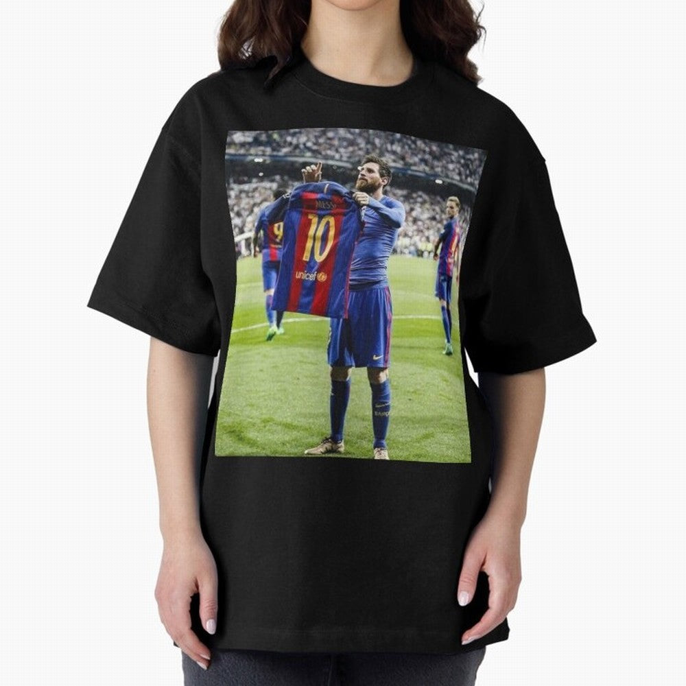 Lional Messi Poster Design Oversized T-Shirt Relive Match Day Hype around FIFA World Cup 2026 USA Canada Mexico, Neymar, England, France and Netherlands, Champion Mindset, Group Stage Buzz, Knockout Tension and Passionate Fan Culture; Ideal for