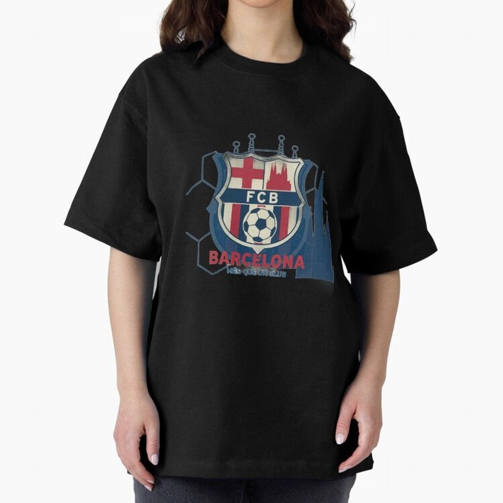 FCB Minimalist - Football Fan Design Oversized T-Shirt Show Support during Match Day Hype around FIFA World Cup 2026 USA Canada Mexico, Cristiano Ronaldo, Haaland and CR7, Brazil, Portugal and Argentina, Championship Spirit, Famous Goals, Roaring
