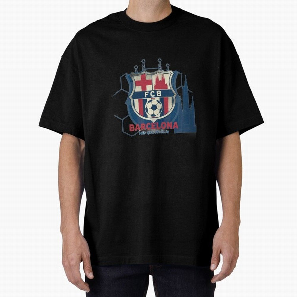 FCB Minimalist - Football Fan Design Oversized T-Shirt Show Support during Match Day Hype around FIFA World Cup 2026 USA Canada Mexico, Cristiano Ronaldo, Haaland and CR7, Brazil, Portugal and Argentina, Championship Spirit, Famous Goals, Roaring