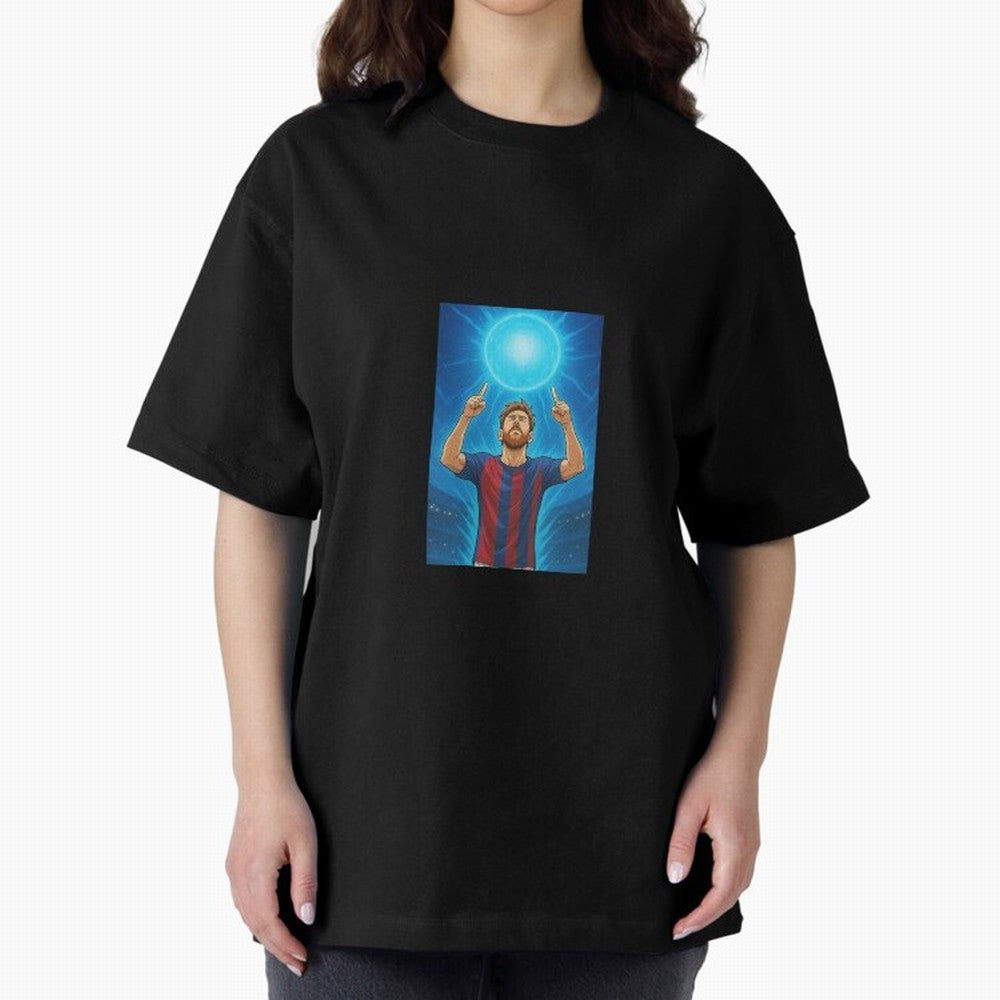 Barcelona Genkidama God Oversized T-Shirt Celebrate Rivalries and Pride in FIFA World Cup 2026 Group Stage for Fans of Messi and Brazil, Bringing Football Passion, Legendary Performances, Festival Vibes and Supporter Community; Ideal for Fans Who