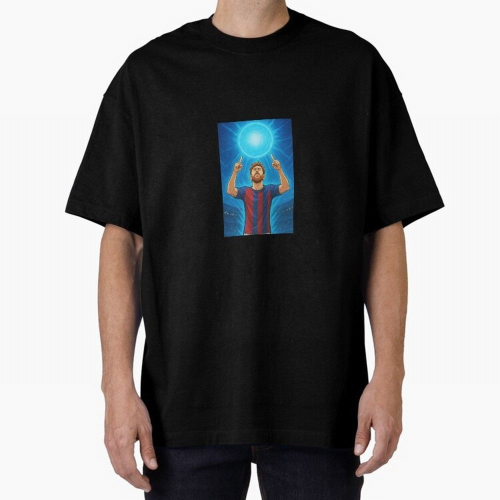 Barcelona Genkidama God Oversized T-Shirt Celebrate Rivalries and Pride in FIFA World Cup 2026 Group Stage for Fans of Messi and Brazil, Bringing Football Passion, Legendary Performances, Festival Vibes and Supporter Community; Ideal for Fans Who