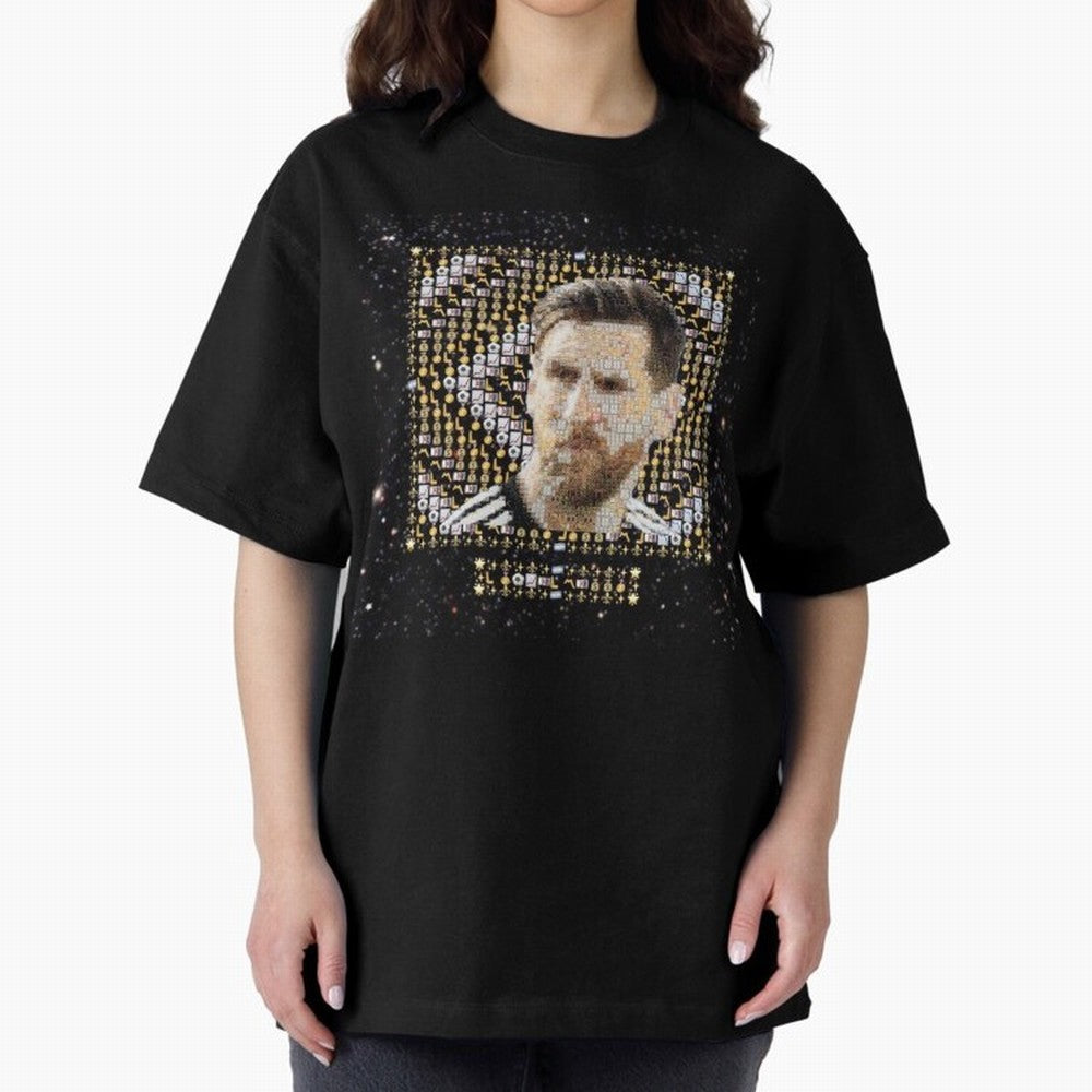 GOAT Emojified ¨C Messi-Inspired Visual Tribute | Legendary Football Grid Art | Iconic Symbolism in Emoji Form Oversized T-Shirt Celebrate Unforgettable Nights in Global Football Passion for FIFA World Cup 2026 USA Canada Mexico, Capturing