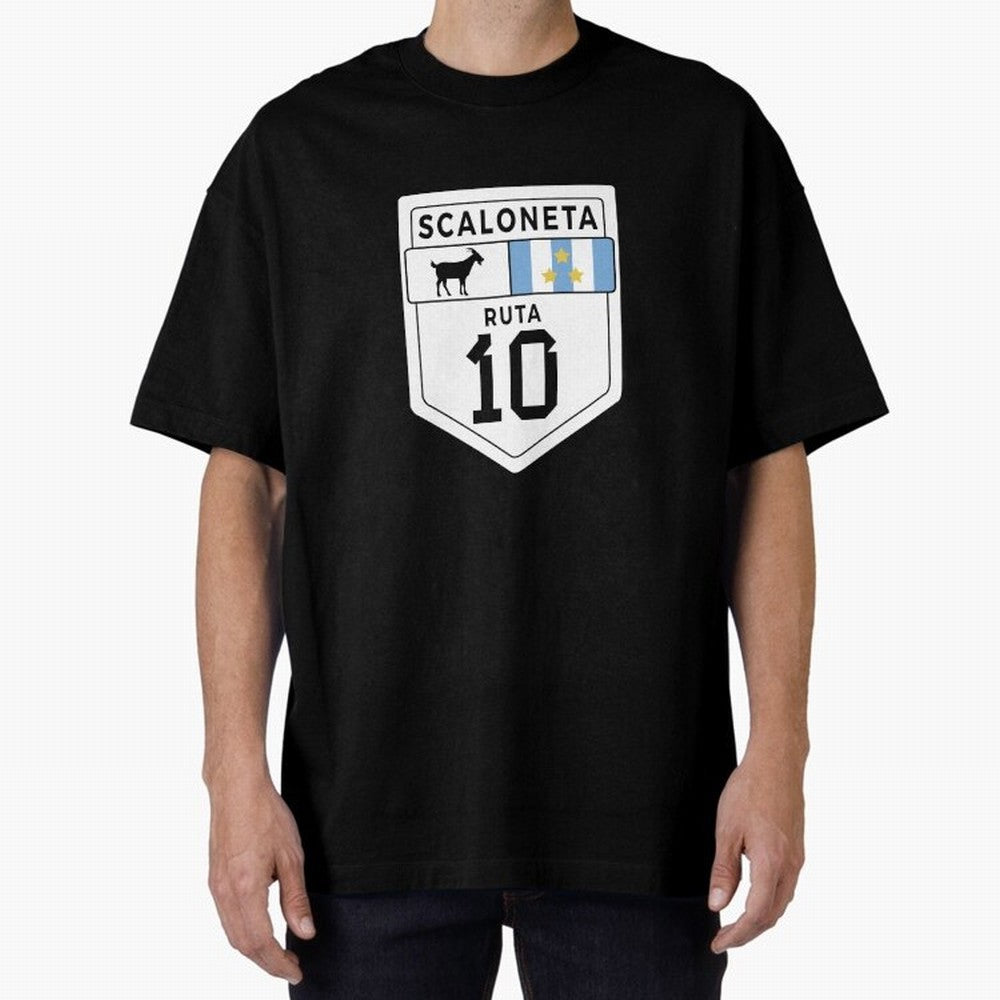Scaloneta - Messi 10 - Goat Oversized T-Shirt Fuel Match Day Hype around FIFA World Cup 2026 USA Canada Mexico, Messi and Cristiano Ronaldo, Netherlands, Championship Spirit, Famous Goals, Roaring Crowds and International Football Unity; Made for