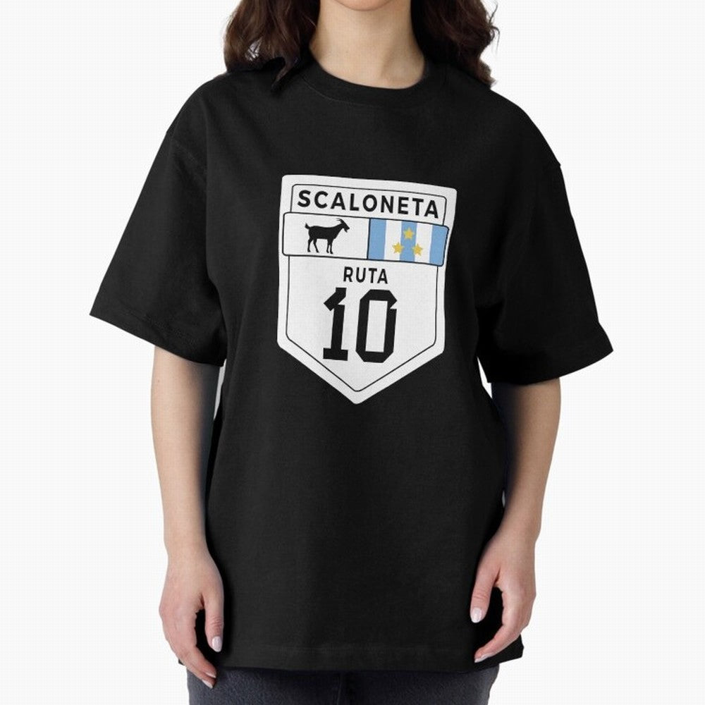 Scaloneta - Messi 10 - Goat Oversized T-Shirt Fuel Match Day Hype around FIFA World Cup 2026 USA Canada Mexico, Messi and Cristiano Ronaldo, Netherlands, Championship Spirit, Famous Goals, Roaring Crowds and International Football Unity; Made for