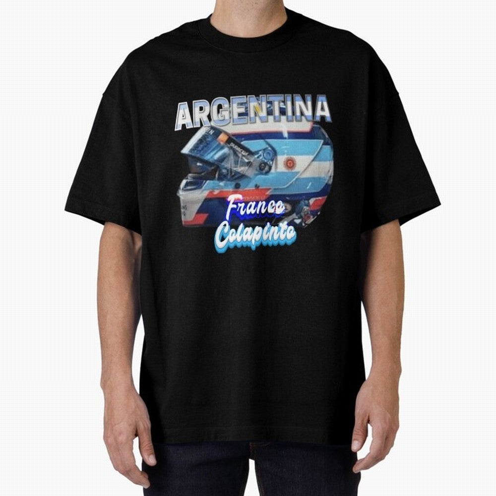 5306 Colapinto Helmet Argentina Oversized T-Shirt Support Your Favorite Stars during FIFA World Cup 2026 for Fans of Mbappe and Neymar and France and Portugal, Bringing Soccer Culture, Superstar Moments, National Team Dreams and Competitive Fire;