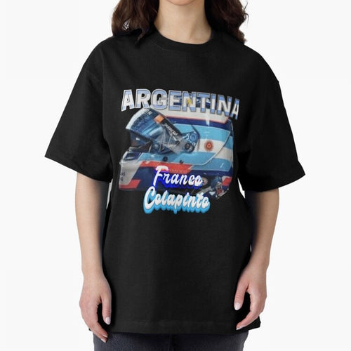 5306 Colapinto Helmet Argentina Oversized T-Shirt Support Your Favorite Stars during FIFA World Cup 2026 for Fans of Mbappe and Neymar and France and Portugal, Bringing Soccer Culture, Superstar Moments, National Team Dreams and Competitive Fire;