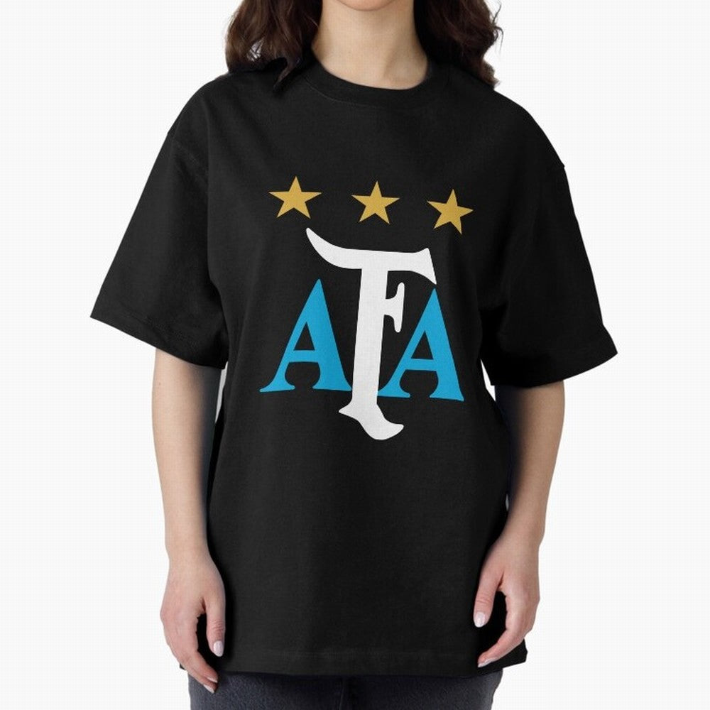 AFA logo - Argentina (light blue, white & gold) Oversized T-Shirt Mark Global Football Passion for FIFA World Cup 2026, Capturing Cristiano Ronaldo, England and Germany, Classic Soccer Heritage, Championship Pressure, Fan Loyalty and International