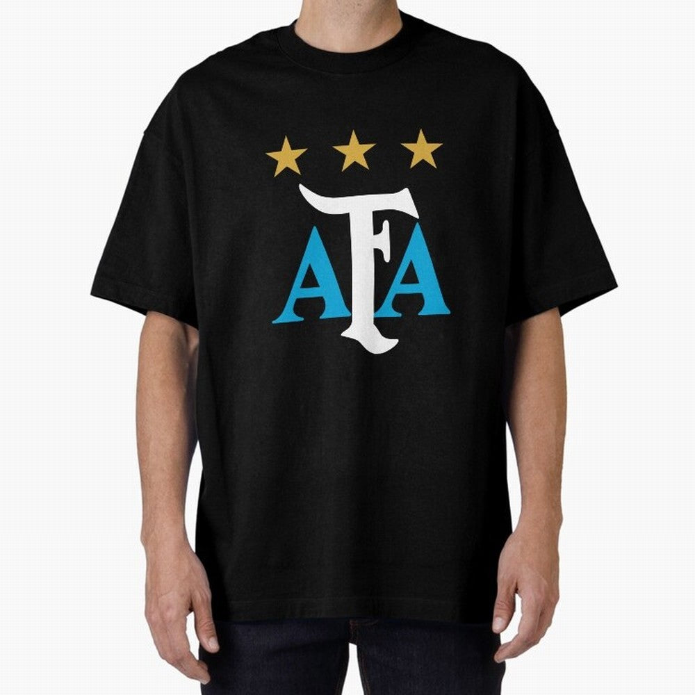 AFA logo - Argentina (light blue, white & gold) Oversized T-Shirt Mark Global Football Passion for FIFA World Cup 2026, Capturing Cristiano Ronaldo, England and Germany, Classic Soccer Heritage, Championship Pressure, Fan Loyalty and International