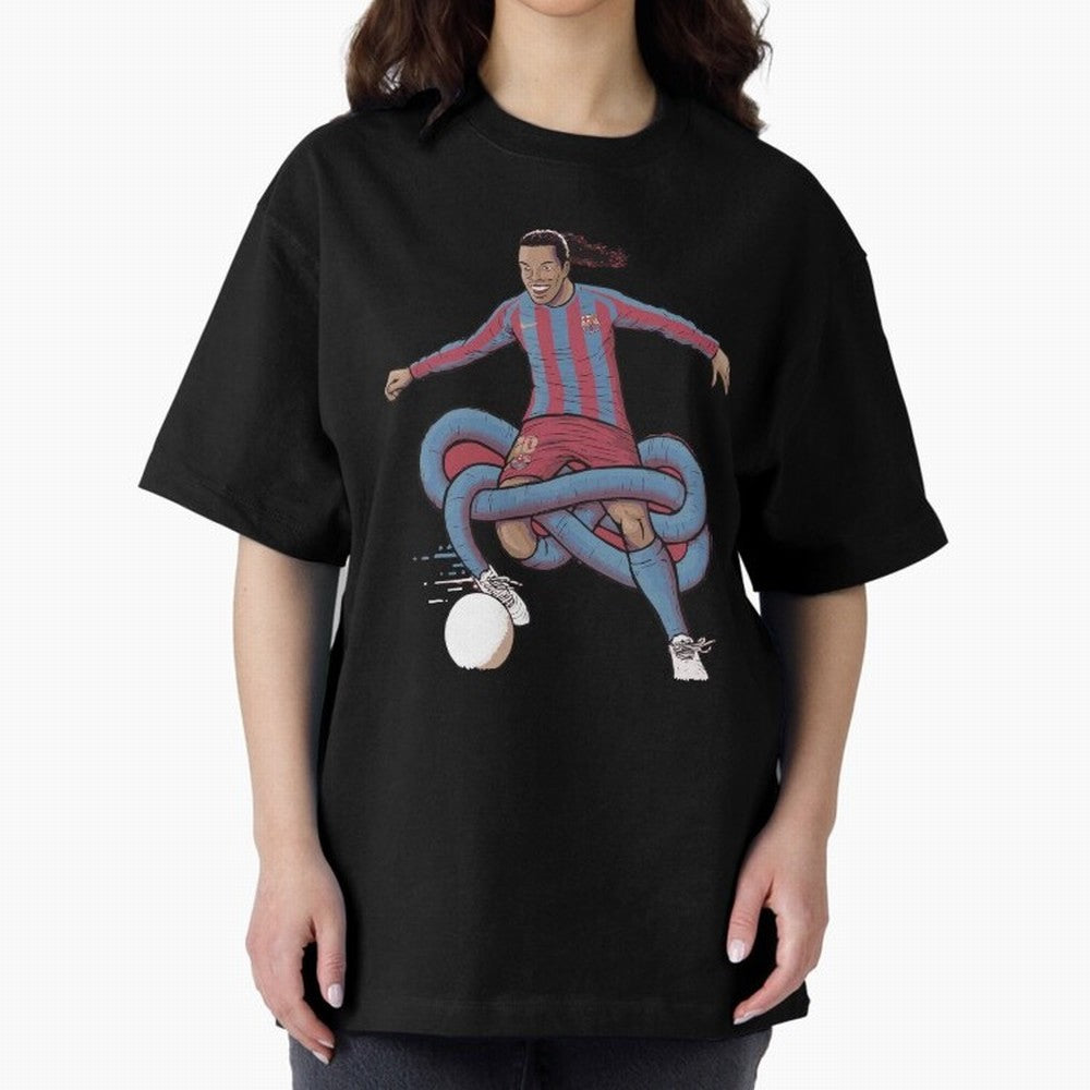 Ronaldinho Oversized T-Shirt Follow the Road to FIFA World Cup 2026 Group Stage Capturing CR7 and Messi, England Energy, Championship Spirit, Famous Goals, Roaring Crowds and International Football Unity; Great for Watch Parties, Sports Bars,