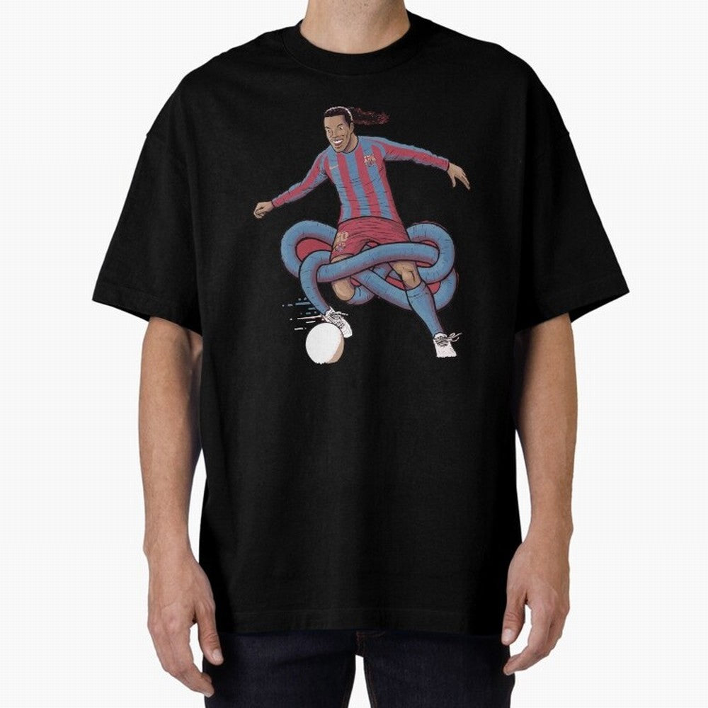 Ronaldinho Oversized T-Shirt Follow the Road to FIFA World Cup 2026 Group Stage Capturing CR7 and Messi, England Energy, Championship Spirit, Famous Goals, Roaring Crowds and International Football Unity; Great for Watch Parties, Sports Bars,